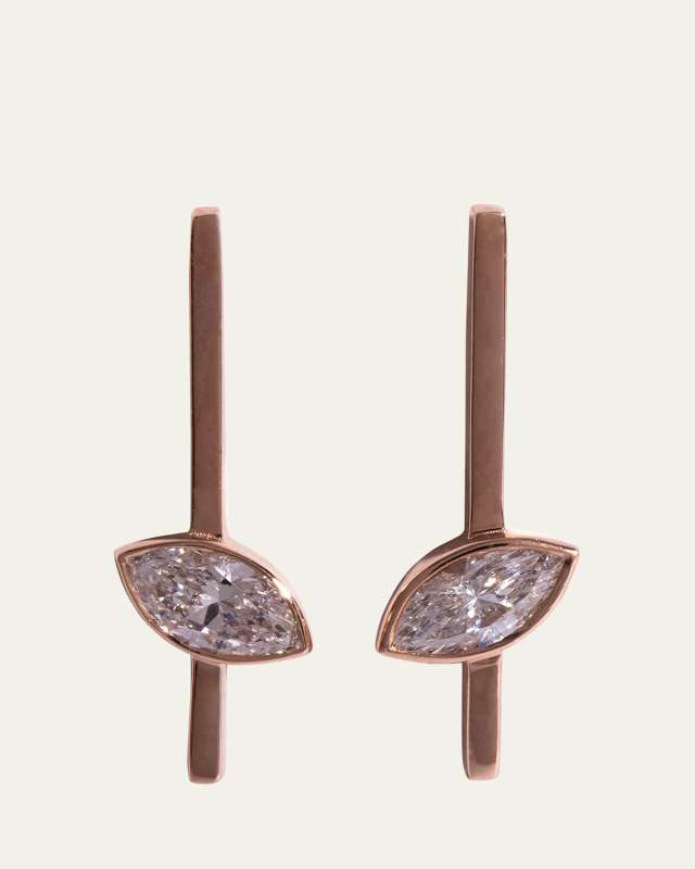 Night Lilly 14K Gold Marquise Diamond Bar Stud Earrings